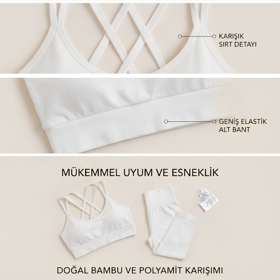 Çapraz Askılı Desteksiz Beyaz Sporcu Sütyeni